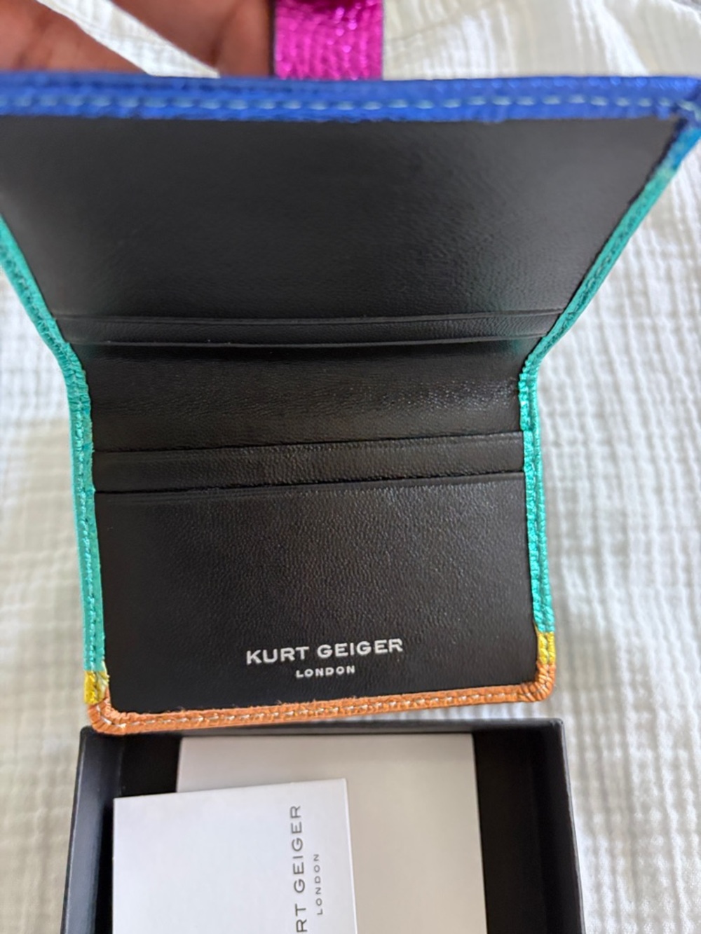 Kurt Geiger Metallic Rainbow Card Holder - Picture 4 of 8